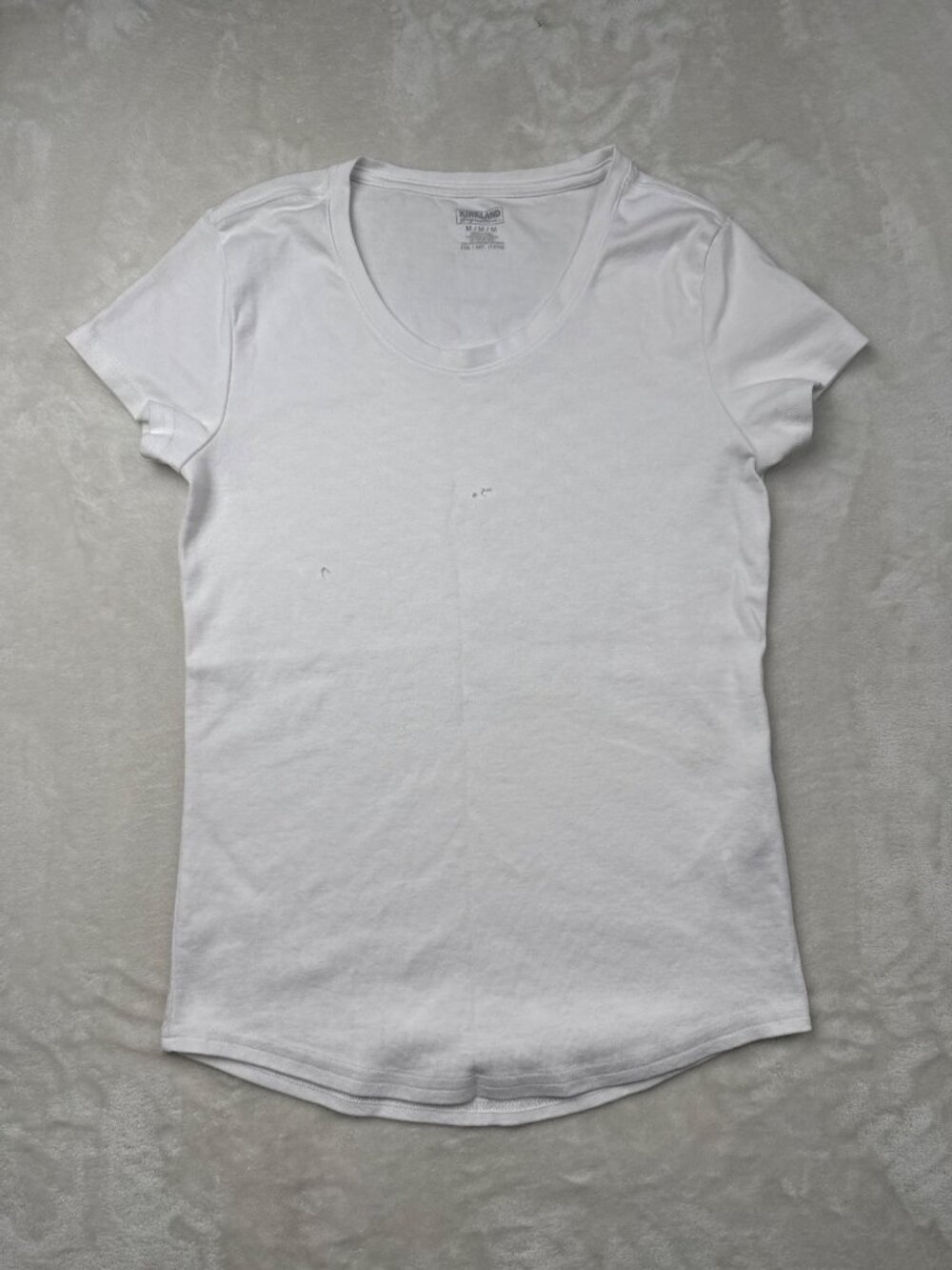 Kirkland Signature Womens White Pima Cotton Tee Medium Short Sleeve